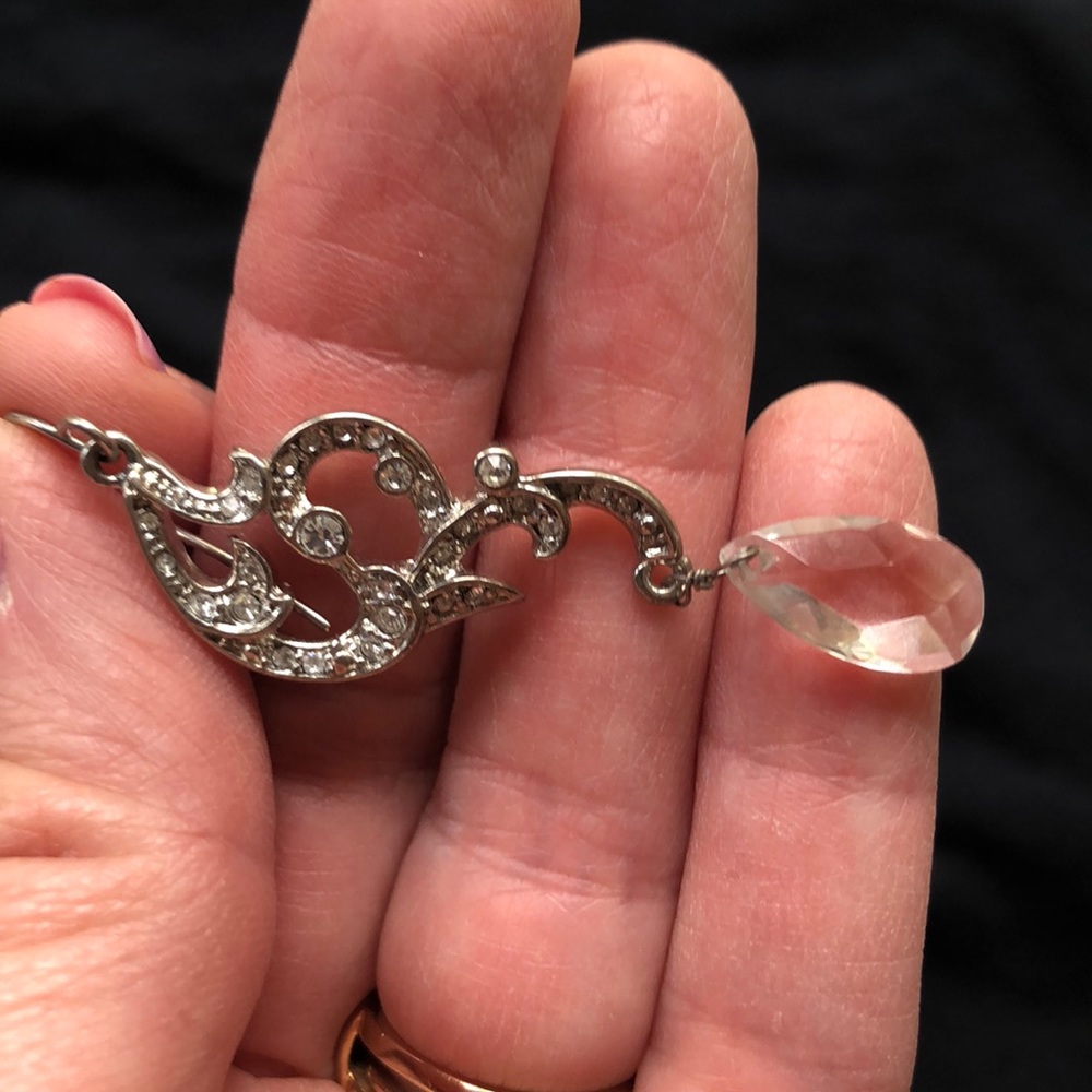NWT Ralph Lauren crystal/silver teardrop earrings - Picture 3 of 3
